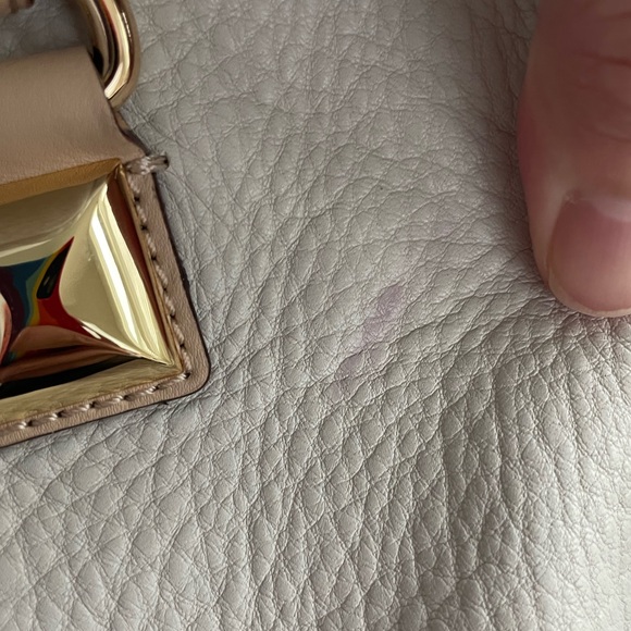 MICHAEL KORS Pebbled Leather Satchel Bag GRAYSON Handbag Monogram WHITE - Picture 8 of 12